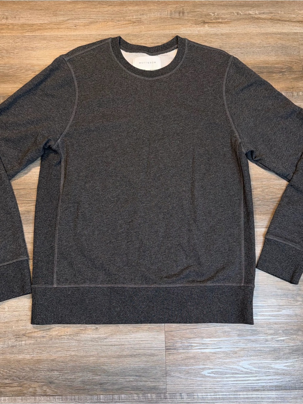 Mott & Bow Sweatshirt Mens Large Long Sleeve Classic Crew Neck Gray Charcoal